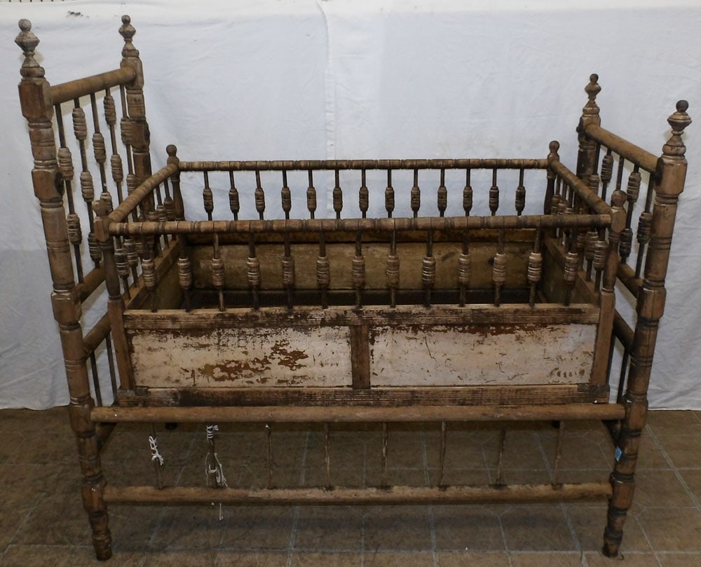 Antique Walnut Baby Cradle (1 of 3)