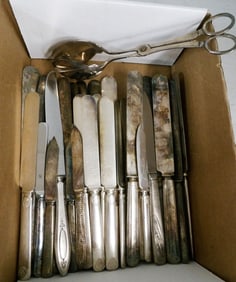 Lot of Over 40 Antique Silverplated Knives