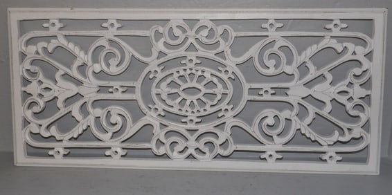 Ornate Distress Painted Open Work Wood Wall Element