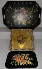 Three Painted Tole Trays