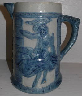 Salt Glaze Flemish Jug Pitcher: Salt Glaze Flemish Jug Pitcher. 8 3/4" H 8 1/2" Dia. ALL DESCRIPTIONS AND ANY CONDITION STATEMENT GIVEN BY LANGSTON AUCTION GALLERY ARE STRICTLY OPINIONS AND LANGSTON'S SHALL HAVE NO RESPONSIBILITY FO