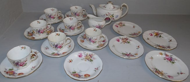 21 Piece Royal Crown Derby Porcelain Tea Set