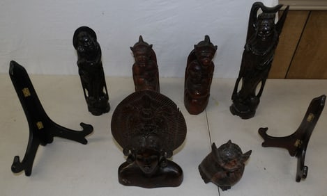 Lot of Oriental Carved Wood Items