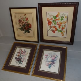 Lot of Flower Prints & Signed Watercolors