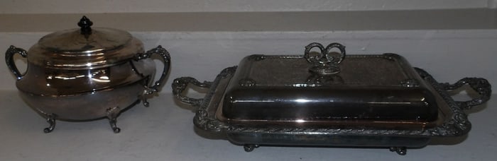 Two Silverplated Covered Dishes