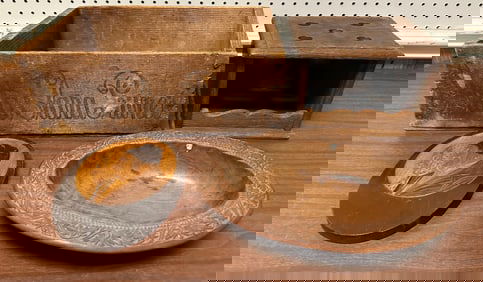 Lot of Advertising Pine Box & Miscellaneous Wood Items