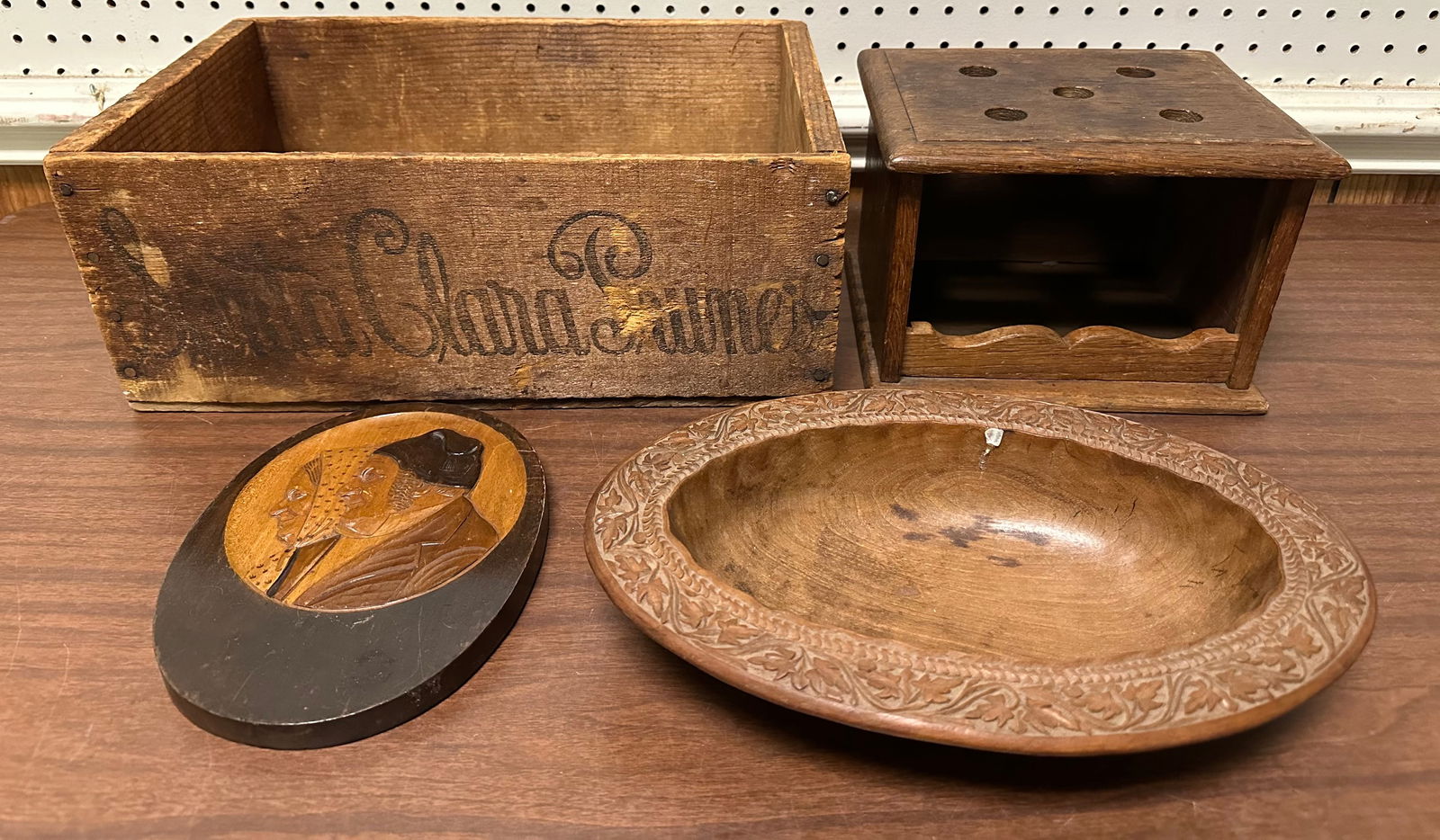 Lot of Advertising Pine Box & Miscellaneous Wood Items (1 of 4)