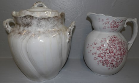 Antique Porcelain Chamber Pot & Pitcher
