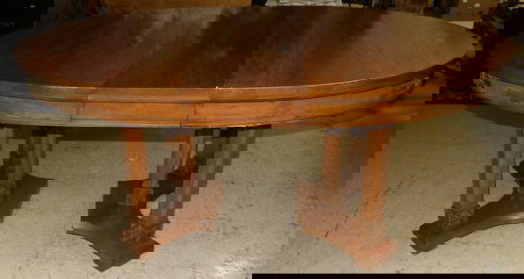 Oval Mid Century Modern Walnut Dining Table with One Leaf: Oval Mid Century Modern Walnut Dining Table with One Leaf . 29" H 66" W 47" D ALL DESCRIPTIONS AND ANY CONDITION STATEMENT GIVEN BY LANGSTON AUCTION GALLERY ARE STRICTLY OPINIONS AND LANGSTON'S SHALL