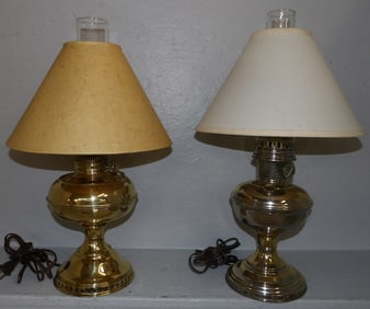 Aladdin Brass Oil Lamp & Rayo Brass Oil Lamp, (Both Electrified)