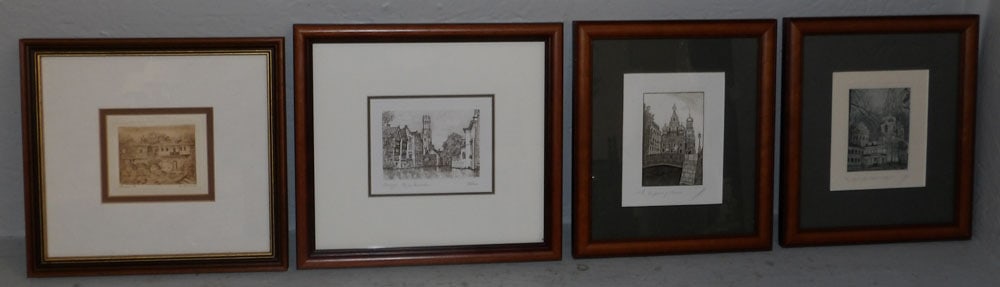 Lot of Framed European Landmark Scenic Engravings (1 of 7)