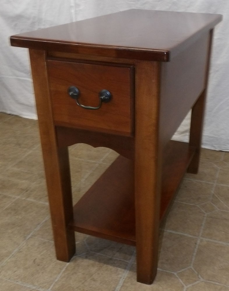 Cherry One Drawer Stand: Cherry One Drawer Stand . 22" H 5" W 12" D ALL DESCRIPTIONS AND ANY CONDITION STATEMENT GIVEN BY LANGSTON AUCTION GALLERY ARE STRICTLY OPINIONS AND LANGSTON'S SHALL HAVE NO RESPONSIBILITY FOR ERRORS O