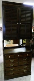 Two Piece Pine Shutter Door Cabinet by Ethan Allen