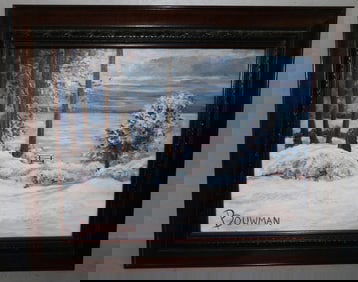 Framed Oil on Canvas Snow Scene Artist Signed