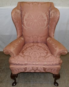Mahogany & Upholstered Wing Back Chair