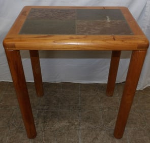Mid Century Modern Danish Teak Wood & Slated Top Table