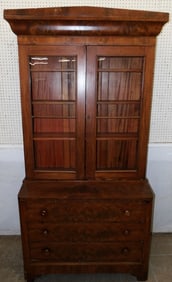 19th Century Mahogany Empire Secretary with Glass Doors