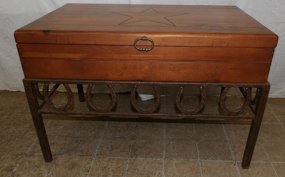 Mahogany Box on Painted Metal Stand (1 of 9)