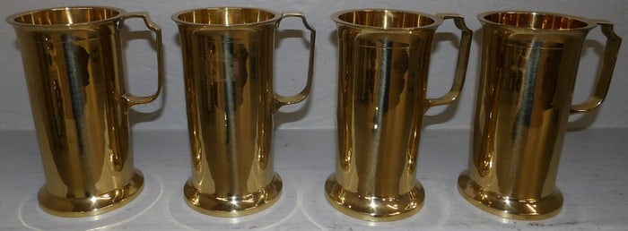 Set of Four Brass Mugs