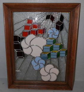 Framed Stained Glass Panel: Framed Stained Glass Panel. 19" x 15" ALL DESCRIPTIONS AND ANY CONDITION STATEMENT GIVEN BY LANGSTON AUCTION GALLERY ARE STRICTLY OPINIONS AND LANGSTON'S SHALL HAVE NO RESPONSIBILITY FOR ERRORS OR OMI