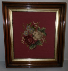 Antique Walnut Framed Needlework