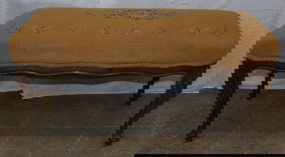 Antique Mahogany & Needlepoint Top Window Bench: Antique Mahogany & Needlepoint Top Window Bench. 19" H 36" W 15" D ALL DESCRIPTIONS AND ANY CONDITION STATEMENT GIVEN BY LANGSTON AUCTION GALLERY ARE STRICTLY OPINIONS AND LANGSTON'S SHALL HAVE NO RES