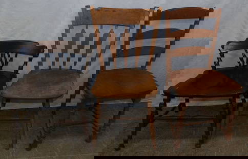 Three Side Chairs: Three Side Chairs . Up to 34 1/2" H 16 1/2" W 17" D ALL DESCRIPTIONS AND ANY CONDITION STATEMENT GIVEN BY LANGSTON AUCTION GALLERY ARE STRICTLY OPINIONS AND LANGSTON'S SHALL HAVE NO RESPONSIBILITY FOR
