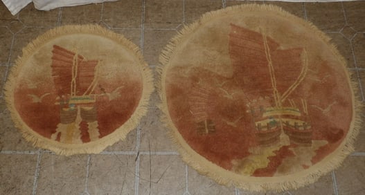 Two 2' 2" Round Handmade Oriental Rugs`