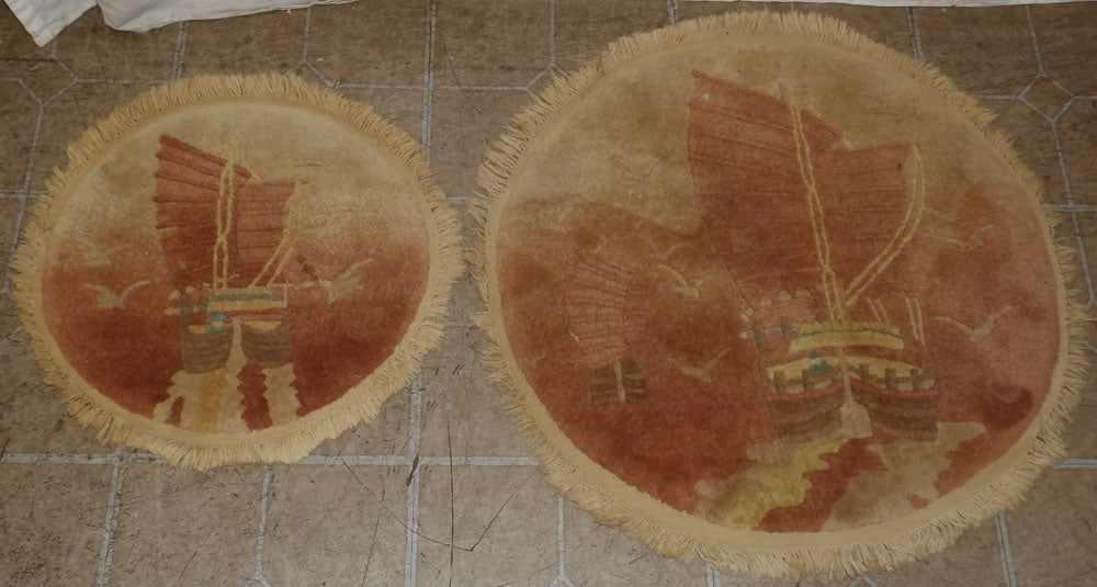 Two 2' 2" Round Handmade Oriental Rugs` (1 of 3)