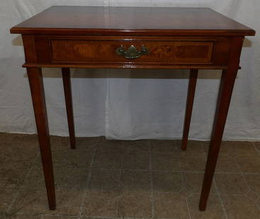 Walnut One Drawer Work Stand: Walnut One Drawer Work Stand . 30 1/4" H 28 1/2" W 20 1/4" D ALL DESCRIPTIONS AND ANY CONDITION STATEMENT GIVEN BY LANGSTON AUCTION GALLERY ARE STRICTLY OPINIONS AND LANGSTON'S SHALL HAVE NO RESPONSIB