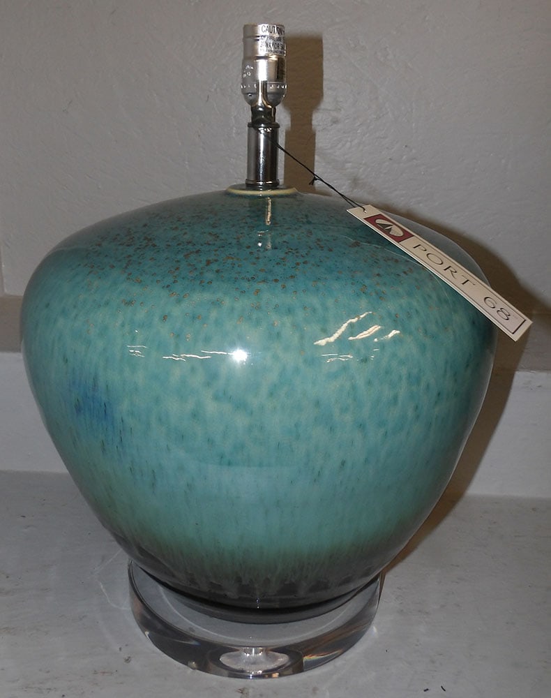 Painted Pottery & Lucite Base Decorative Lamp (1 of 3)