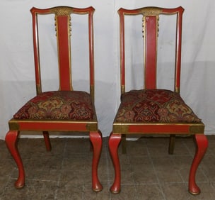 Pair of Paint Decorated Side Chairs