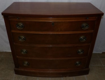 Mahogany Four Drawer Bow Front Chest with Pull Out Slide