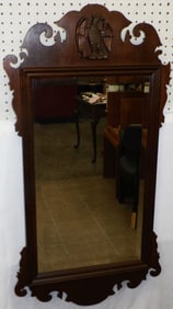 Mahogany Framed Bevel Edge Mirror with Eagle Crest