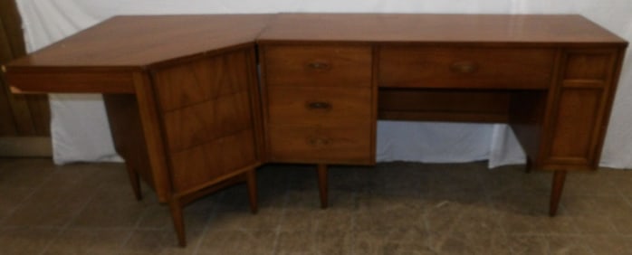 Two Piece Cherry Corner Mid Century Modern Corner Desk