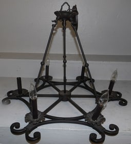 Painted Metal Six Light Chandelier
