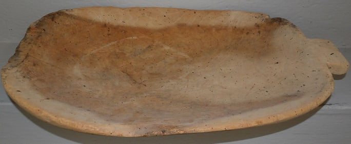 Antique Carved Wood Dough Bowl