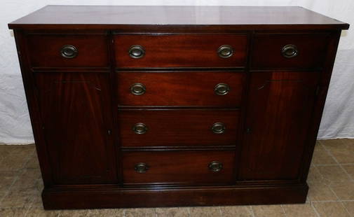 Mahogany Sideboard: Mahogany Sideboard . 29 1/2" H 50" W 19 1/4" D ALL DESCRIPTIONS AND ANY CONDITION STATEMENT GIVEN BY LANGSTON AUCTION GALLERY ARE STRICTLY OPINIONS AND LANGSTON'S SHALL HAVE NO RESPONSIBILITY FOR ERRO