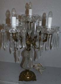 Crystal & Gilded Metal Candelabra Lamp