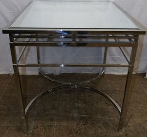 Modern Chrome & Mirror Top Lamp Table