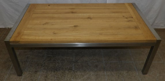 Modern Stainless Steel & Bleached Oak Coffee Table