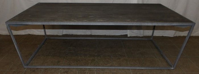 Modern Painted Metal & Wood Top Cocktail Table