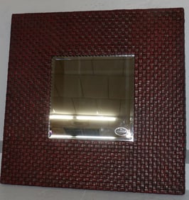 Faux Leather Framed Bevel Edge Mirror