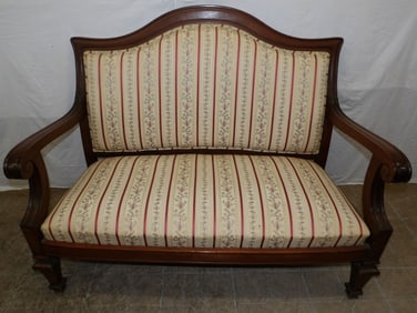 Antique Mahogany & Upholstered Bench
