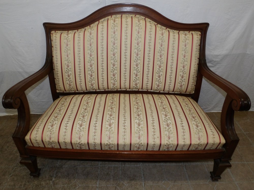 Antique Mahogany & Upholstered Bench (1 of 5)