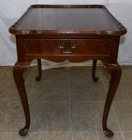 Mahogany Queen Anne One Drawer End Table