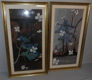 Pair of Framed Watercolors Artist Signed, (One Missing Glass)