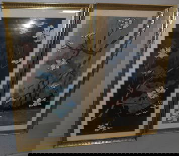 Pair of Framed Watercolors Artist Signed, (One Missing Glass): Pair of Framed Watercolors Artist Signed, (One Missing Glass) . 27 1/4" x 14 3/4" ALL DESCRIPTIONS AND ANY CONDITION STATEMENT GIVEN BY LANGSTON AUCTION GALLERY ARE STRICTLY OPINIONS AND LANGSTON'S SH