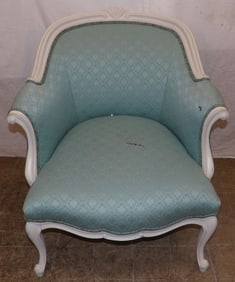 Painted Wood & Upholstered French Arm Chair