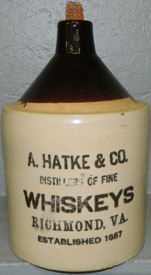 Crock-A. Hatke and Co. Distillers of fine whiskey.: Crock - A. Hatke and Co. Distillers of fine whiskey. Virginia 1867.